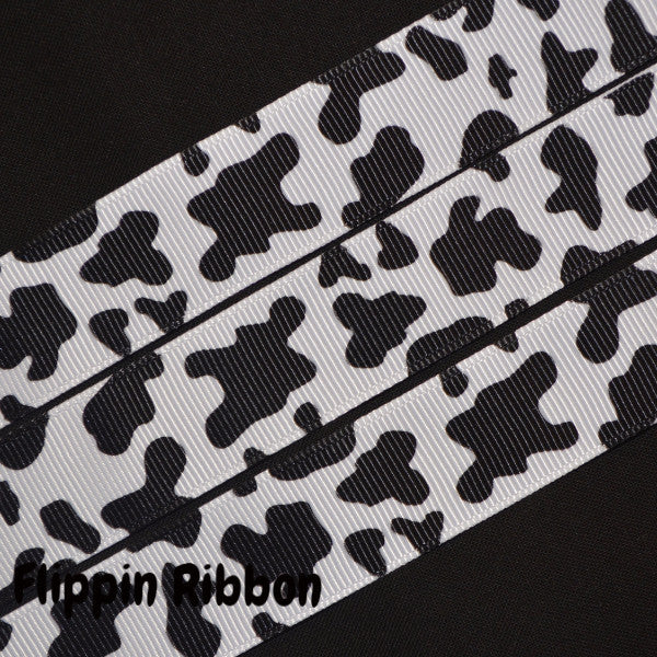 Cow Print Ribbon - 7/8 inch Printed Grosgrain Ribbon – Flippin
