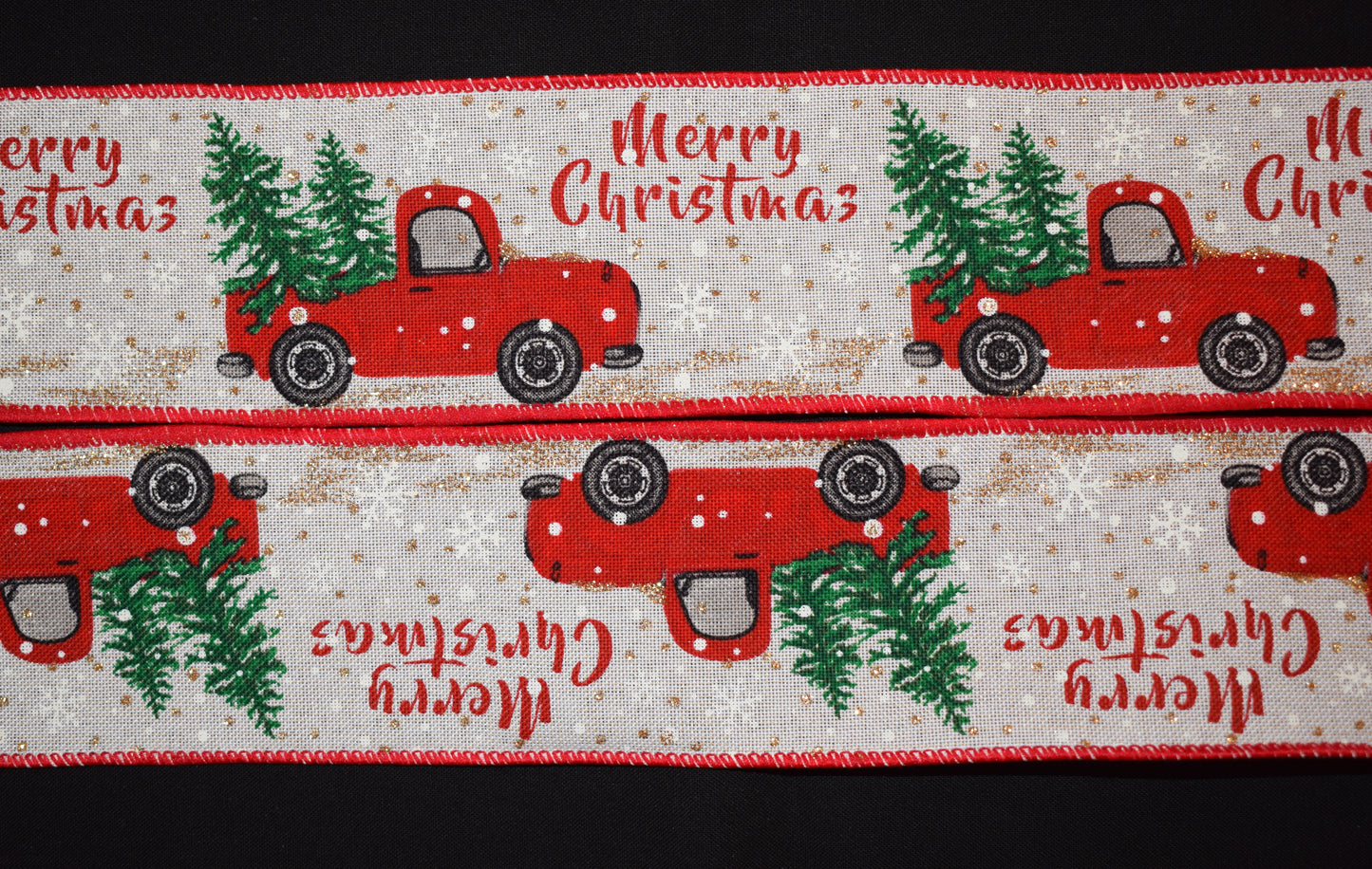 Red Truck Merry Christmas Ribbon - Flippin Ribbon