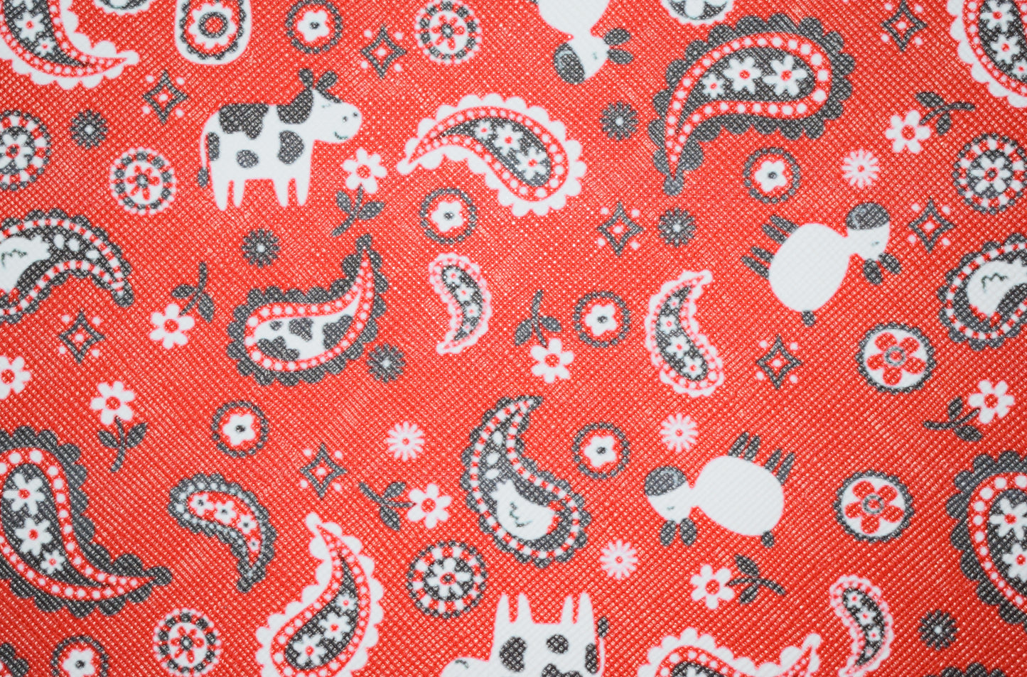 Red Paisley Faux Leather - Flippin Ribbon