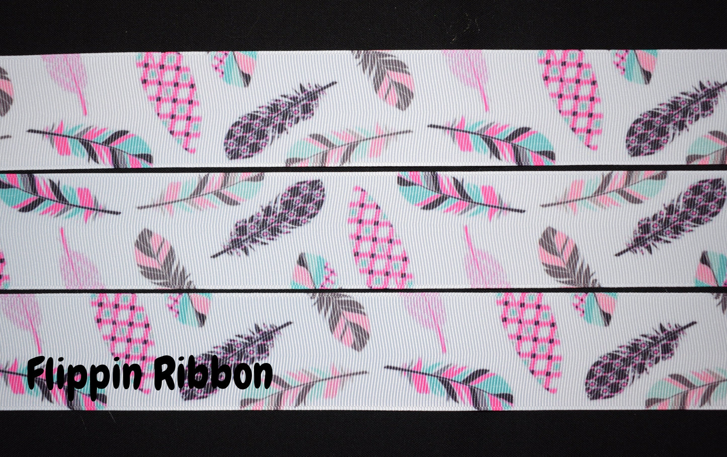 Feather Grosgrain Ribbon - Flippin Ribbon