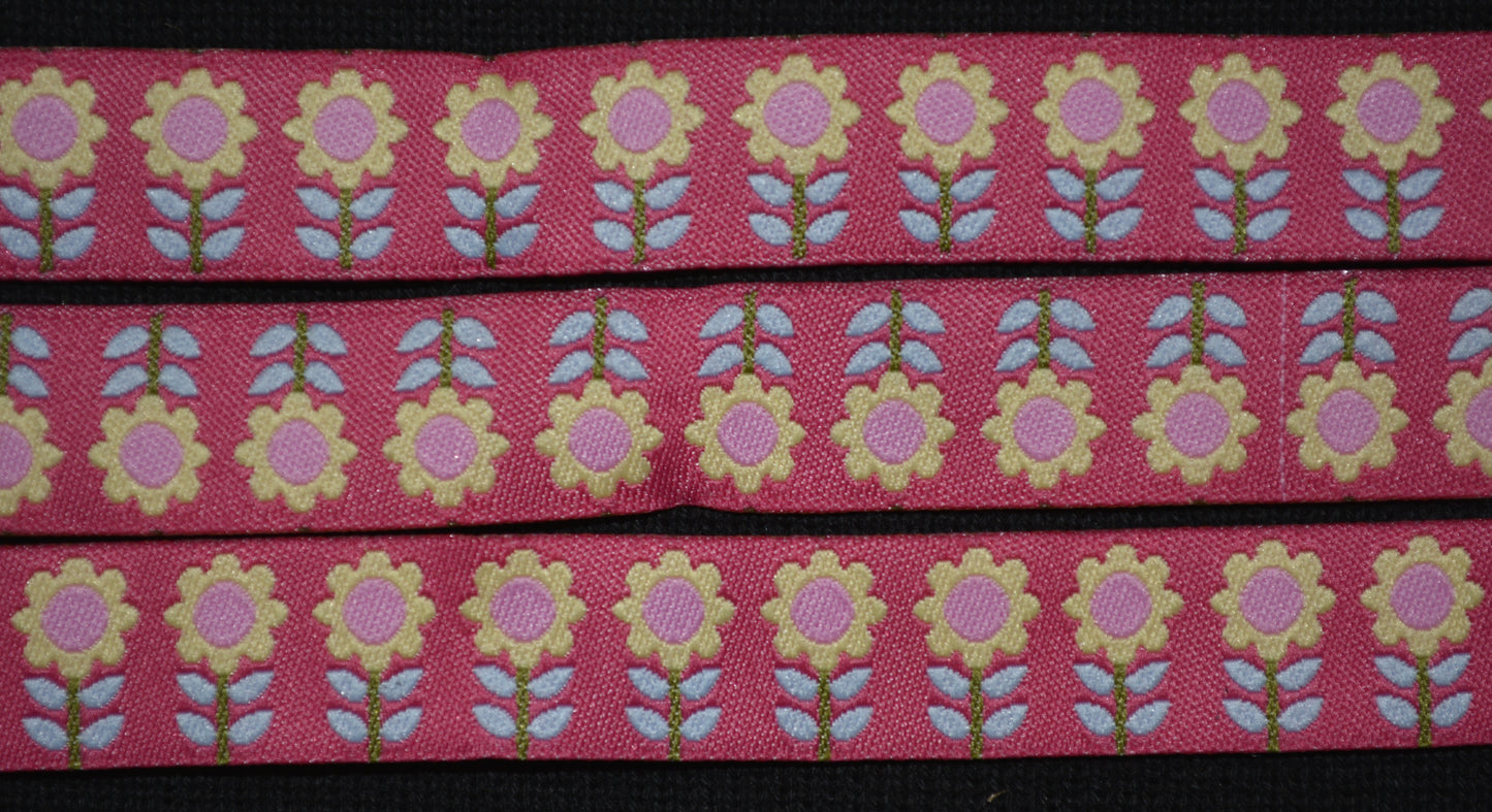 Yellow Flower Jacquard Ribbon - Flippin Ribbon