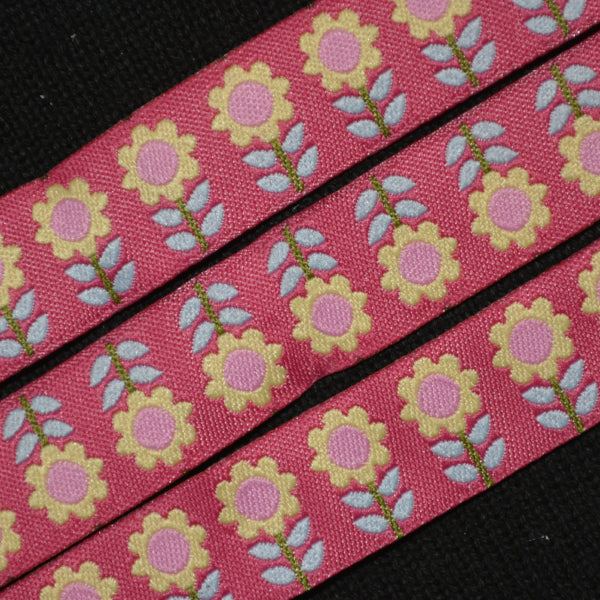 Yellow Flower Jacquard Ribbon - Flippin Ribbon