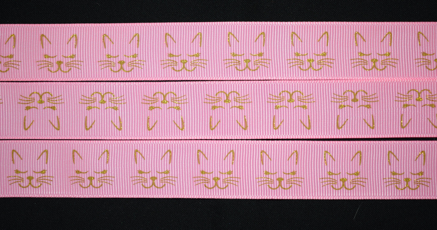 Glitter Cat Face Ribbon - Flippin Ribbon