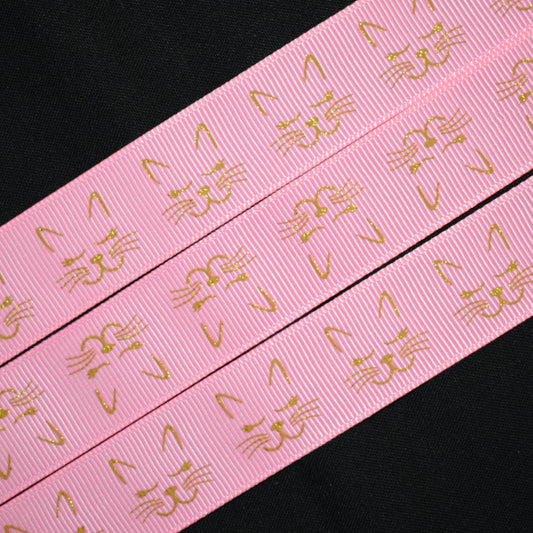 Glitter Cat Face Ribbon - Flippin Ribbon