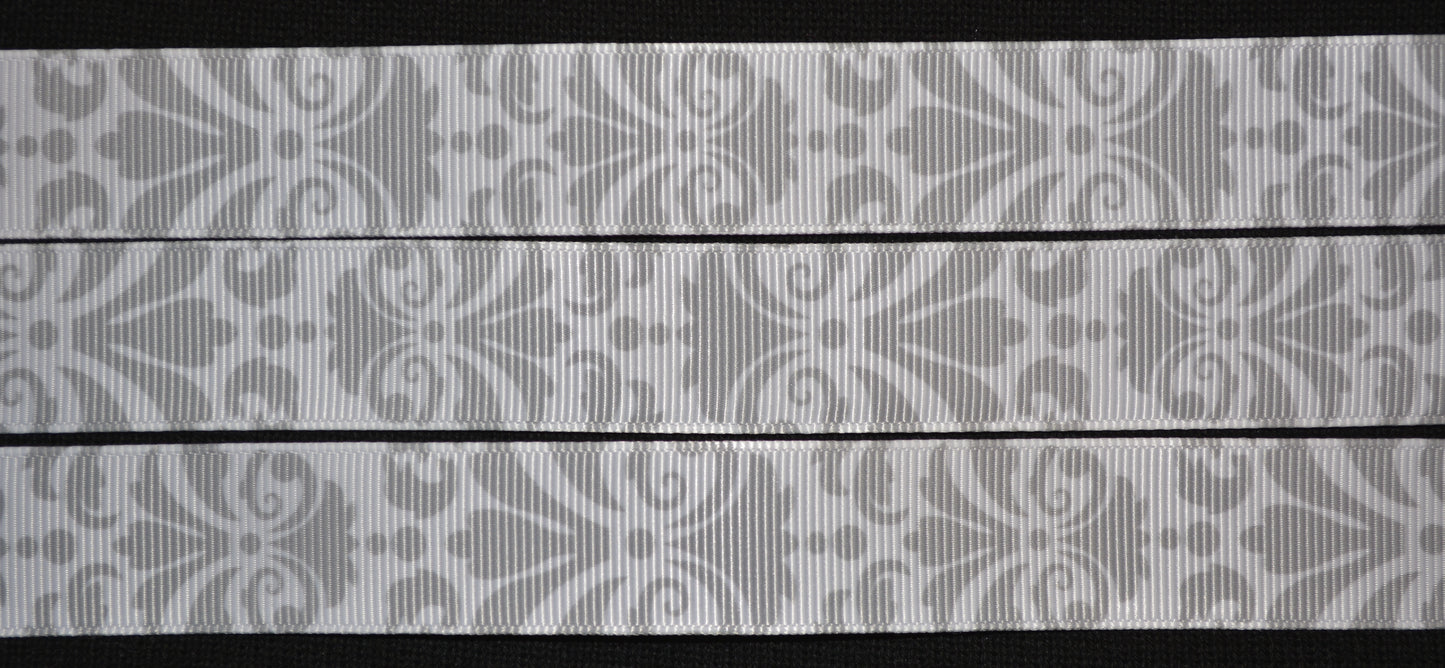 Grey Damask Ribbon - Flippin Ribbon