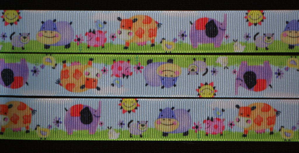 Hippos Cows and Elephant Ribbon - Flippin Ribbon
