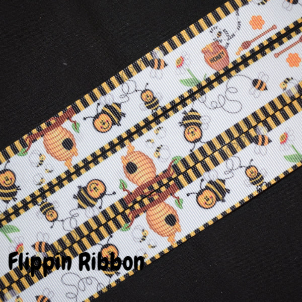 Honey Bee Ribbon - 1 1/2 inch Printed Grosgrain