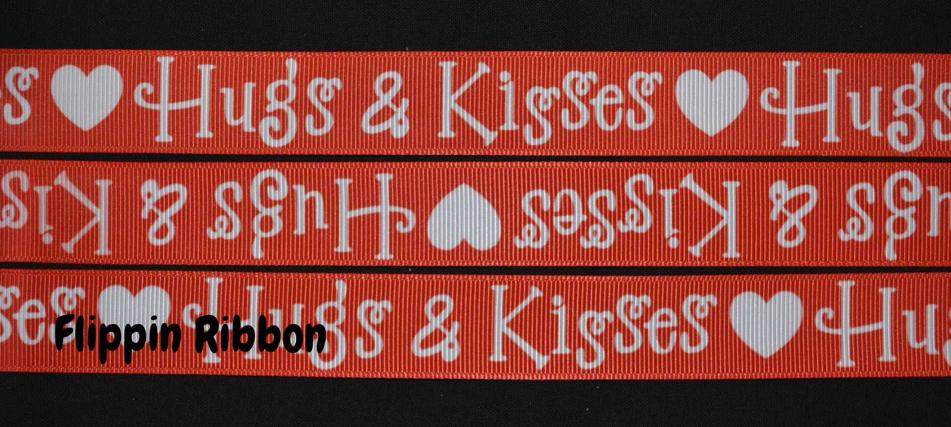 Hugs & Kisses valentine ribbon - Flippin Ribbon
