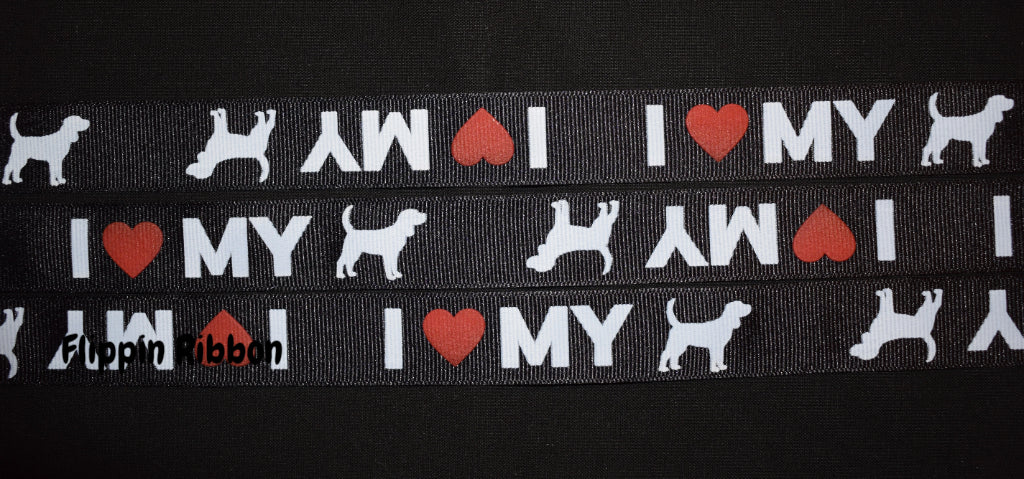 I Love My Dog Grosgrain Ribbon - Flippin Ribbon