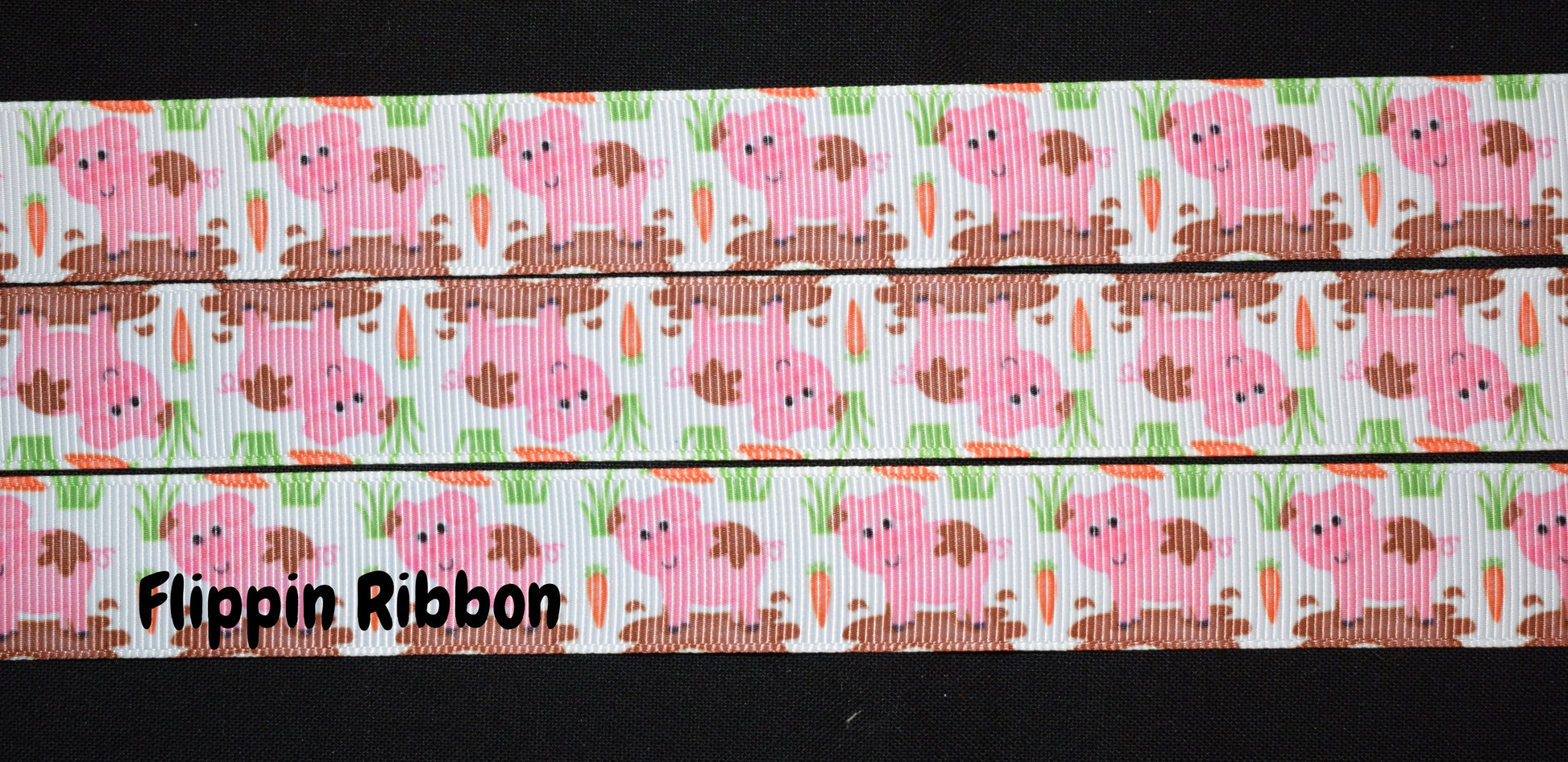 Muddy Pig Grosgrain Ribbon - Flippin Ribbon