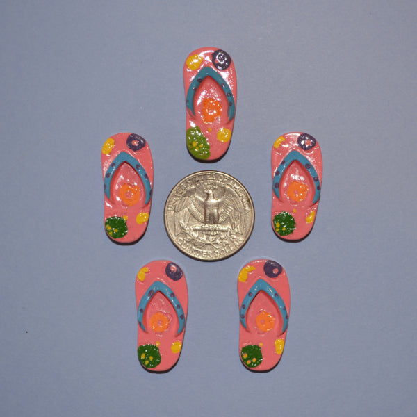 Pink Flip Flop Flat Back Resin - Flippin Ribbon