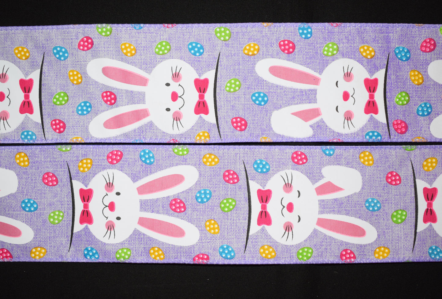 Bunny Faces Easter Ribbon - 2 1/2 inch Wired Polyester