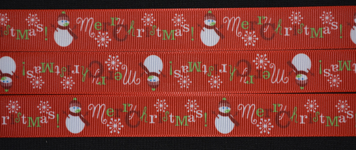 Merry Christmas Ribbon - 7/8 inch Printed Grosgrain