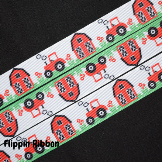Red tractor and Barn Ribbon - Flippin Ribbon