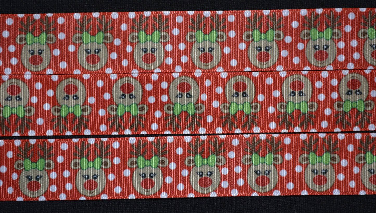 Reindeer Ribbon - 1 inch Printed Grosgrain