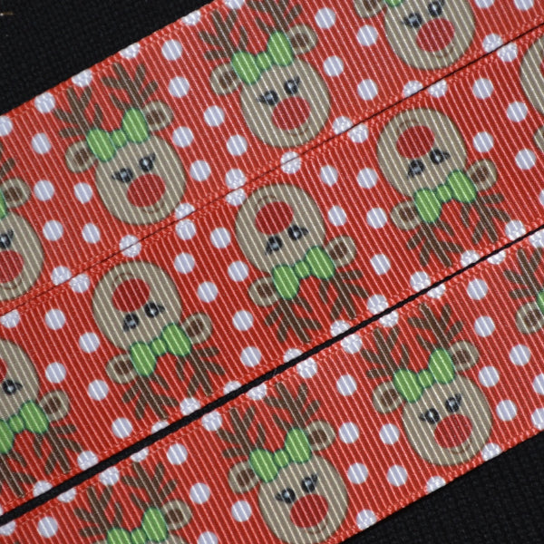 Reindeer Ribbon - 1 inch Printed Grosgrain