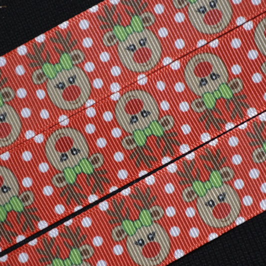 Reindeer Ribbon - 1 inch Printed Grosgrain