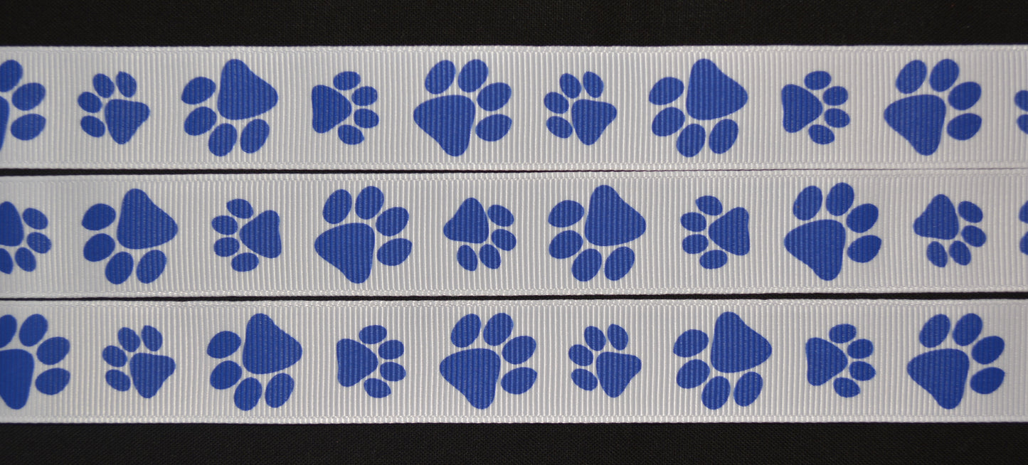 Royal Blue Paw Print Ribbon - Flippin Ribbon