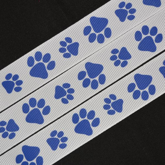 Royal Blue Paw Print Ribbon - Flippin Ribbon