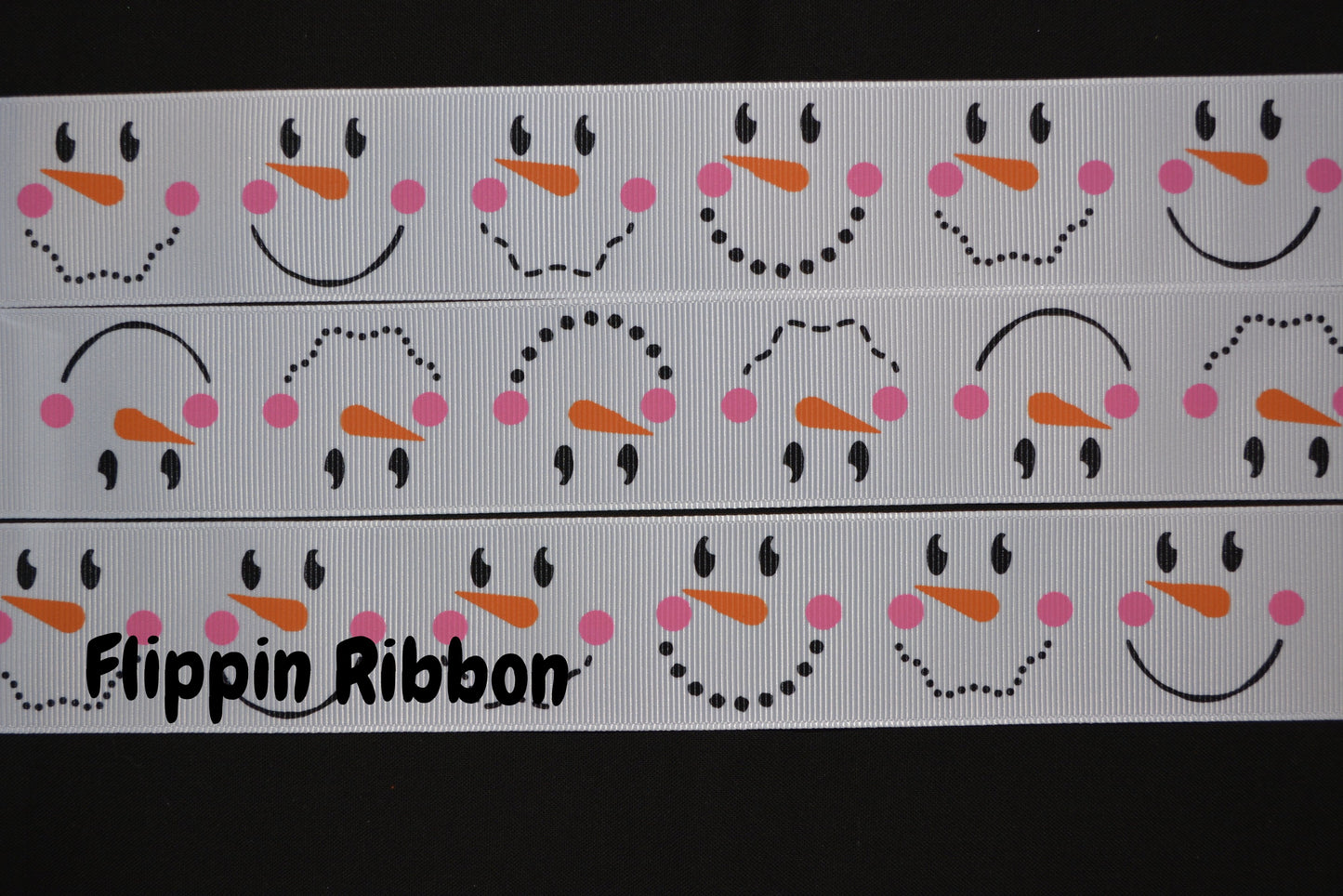 wide snowman faces ribbon - Flippin Ribbon