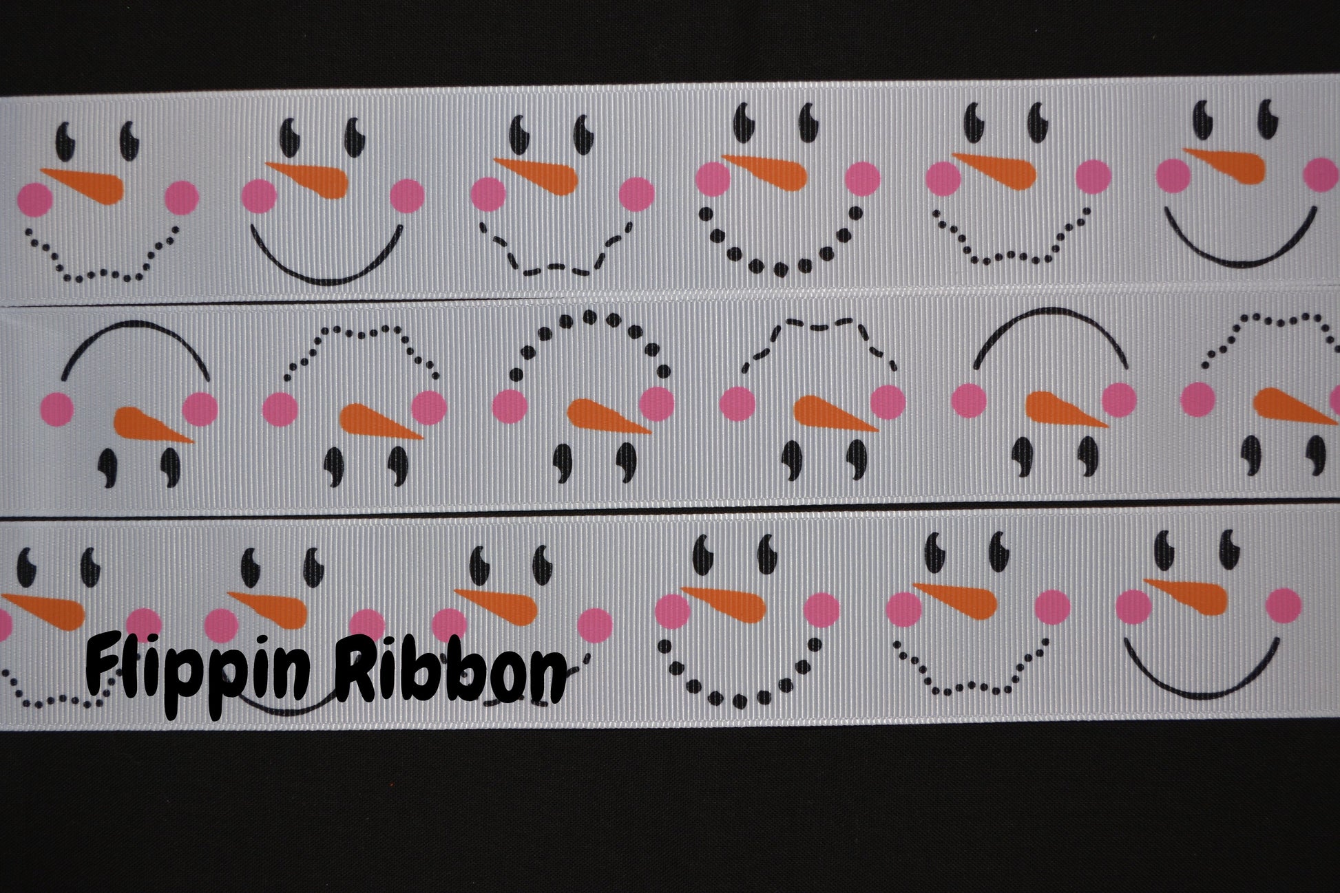 wide snowman faces ribbon - Flippin Ribbon