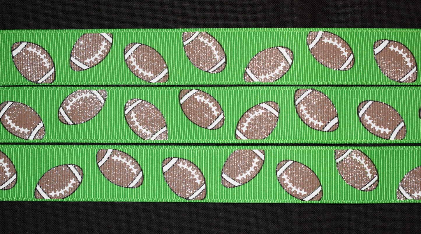 Green Sparkle Football Ribbon - Flippin Ribbon