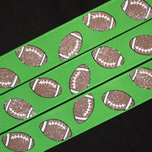 Green Sparkle Football Ribbon - Flippin Ribbon