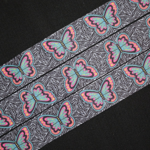 Teal Butterfly Ribbon - 1 inch Printed Grosgrain