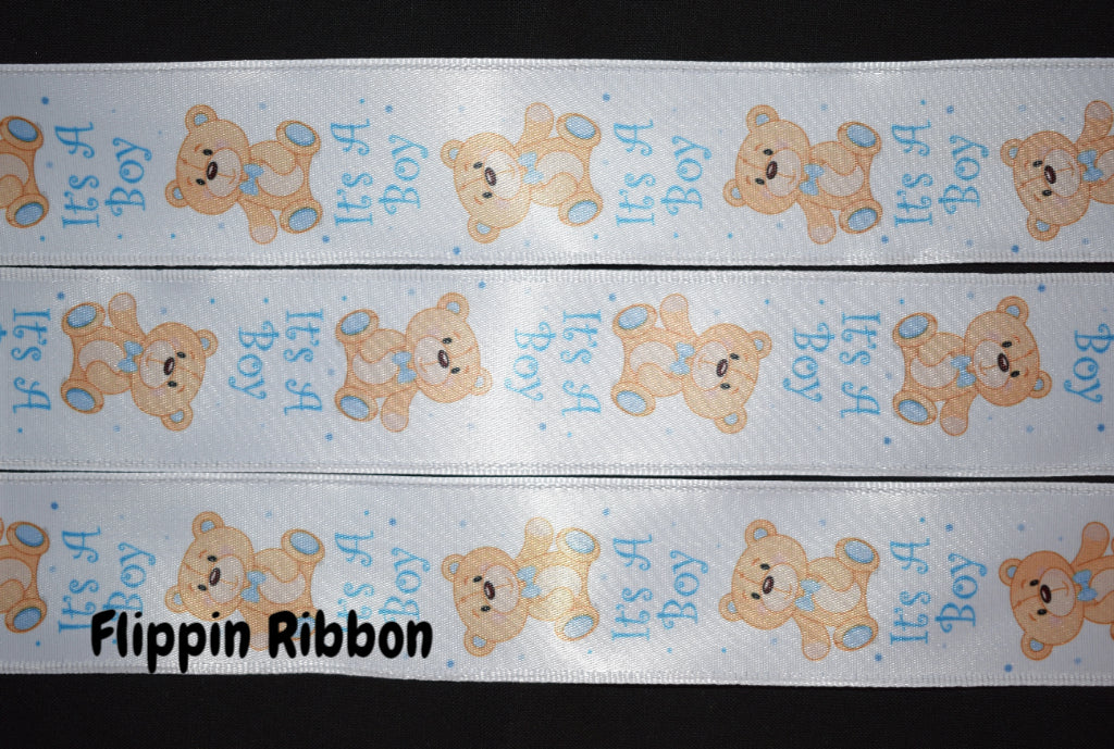 It's a Boy Wired Satin Ribbon - Flippin Ribbon