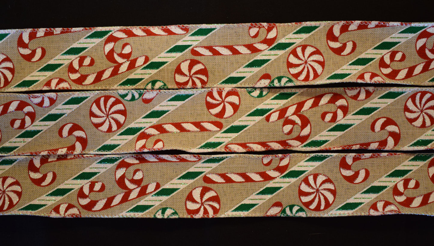 Wired Candy Cane Ribbon - Flippin Ribbon