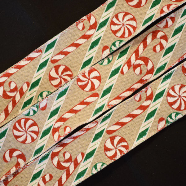 Wired Candy Cane Ribbon - Flippin Ribbon