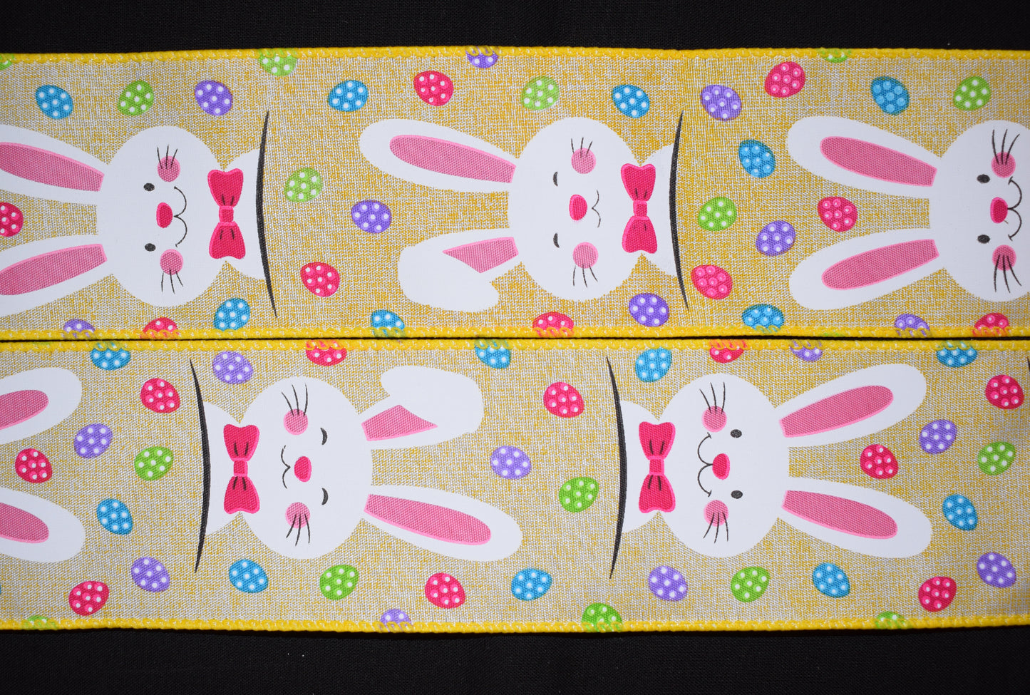 Bunny Faces Easter Ribbon - 2 1/2 inch Wired Polyester