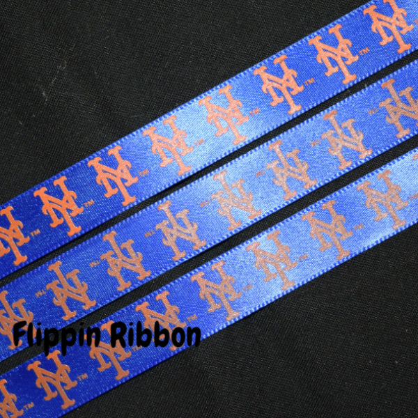 New York Mets Ribbon - 5/8 inch Printed Satin