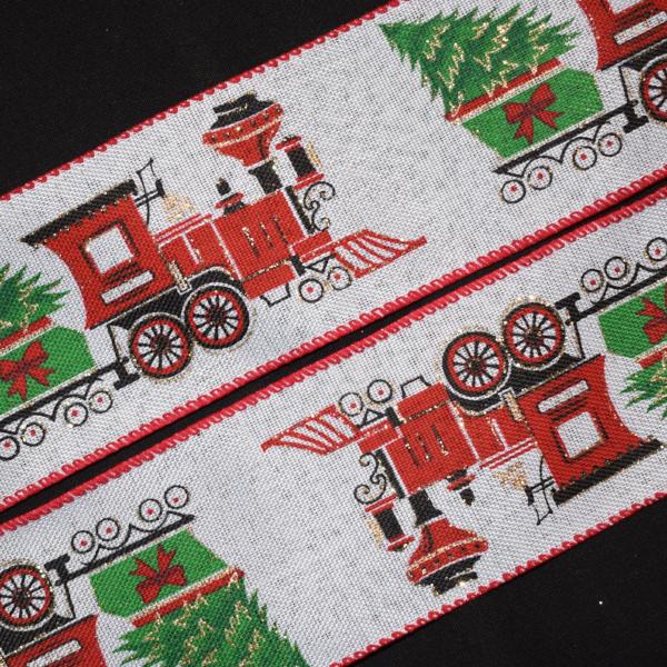 Christmas Train Ribbon - 2 1/2 inch Printed Wired Ribbon – Flippin ...