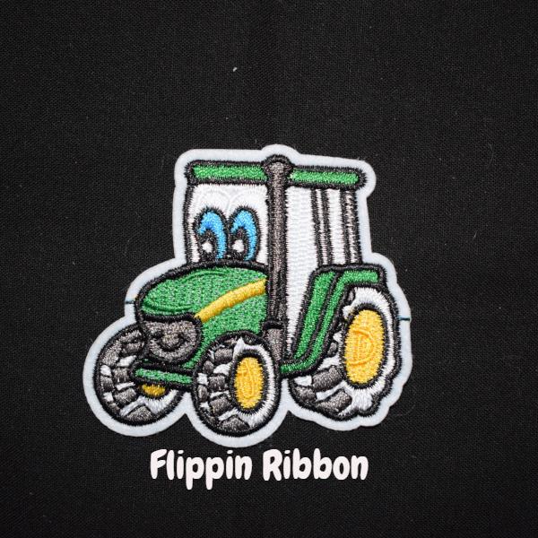 Green Tractor Iron-on Applique - Flippin Ribbon