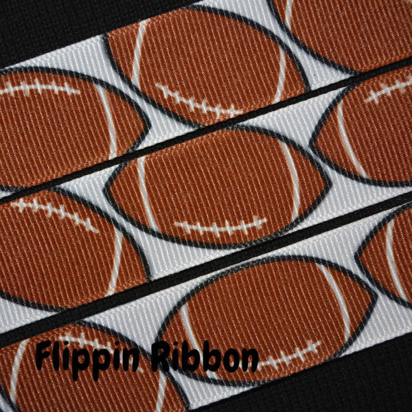 Football Ribbon - 7/8 inch Printed Grosgrain Ribbon – Flippin Ribbon Crafts