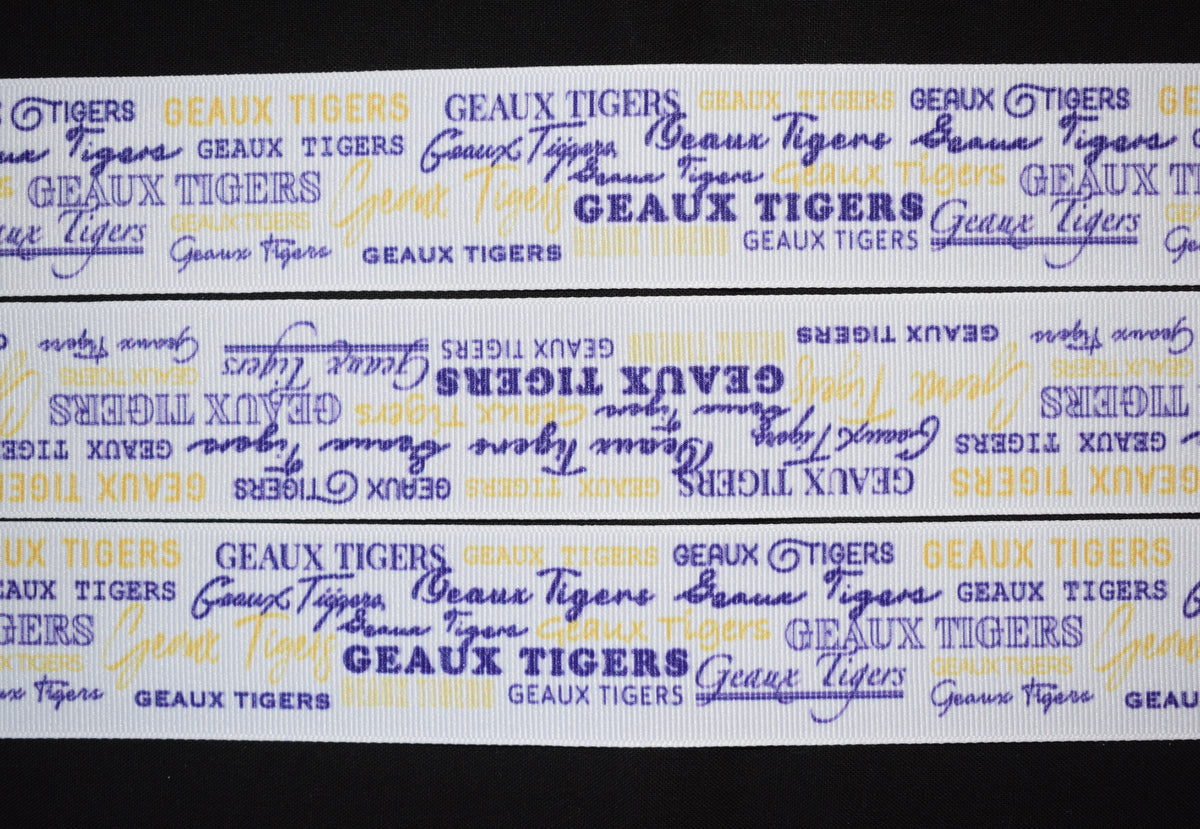Lsu Ribbon Geaux Tigers Ribbon - 1 1/2 inch Grosgrain Ribbon – Flippin Ribbon Crafts