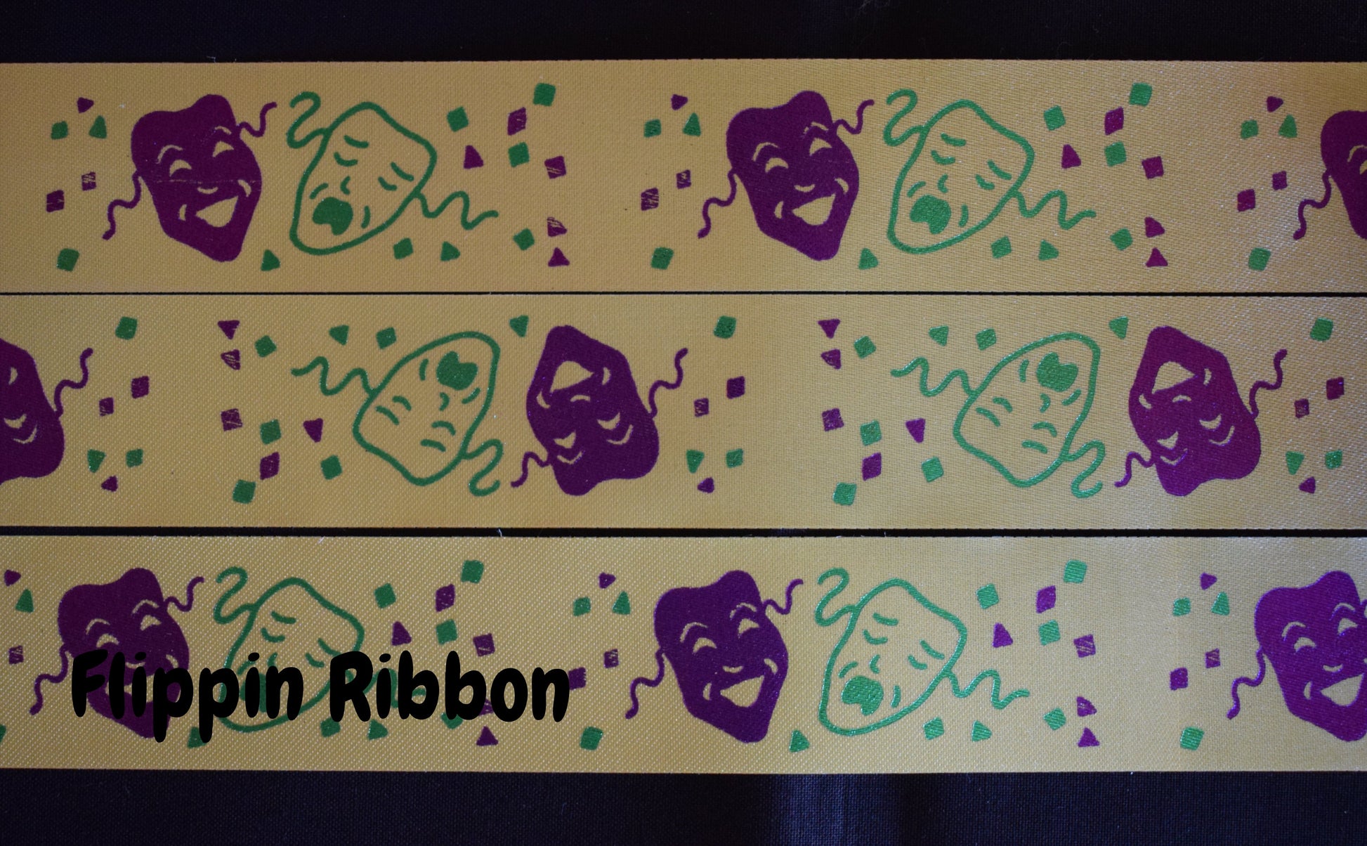 Yellow Mardi Gras Ribbon - Flippin Ribbon