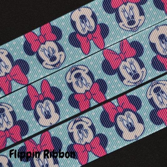 Disney 1 Grosgrain Ribbon , 3 Yard Length, Blue, Minnie, Mickey, etc.