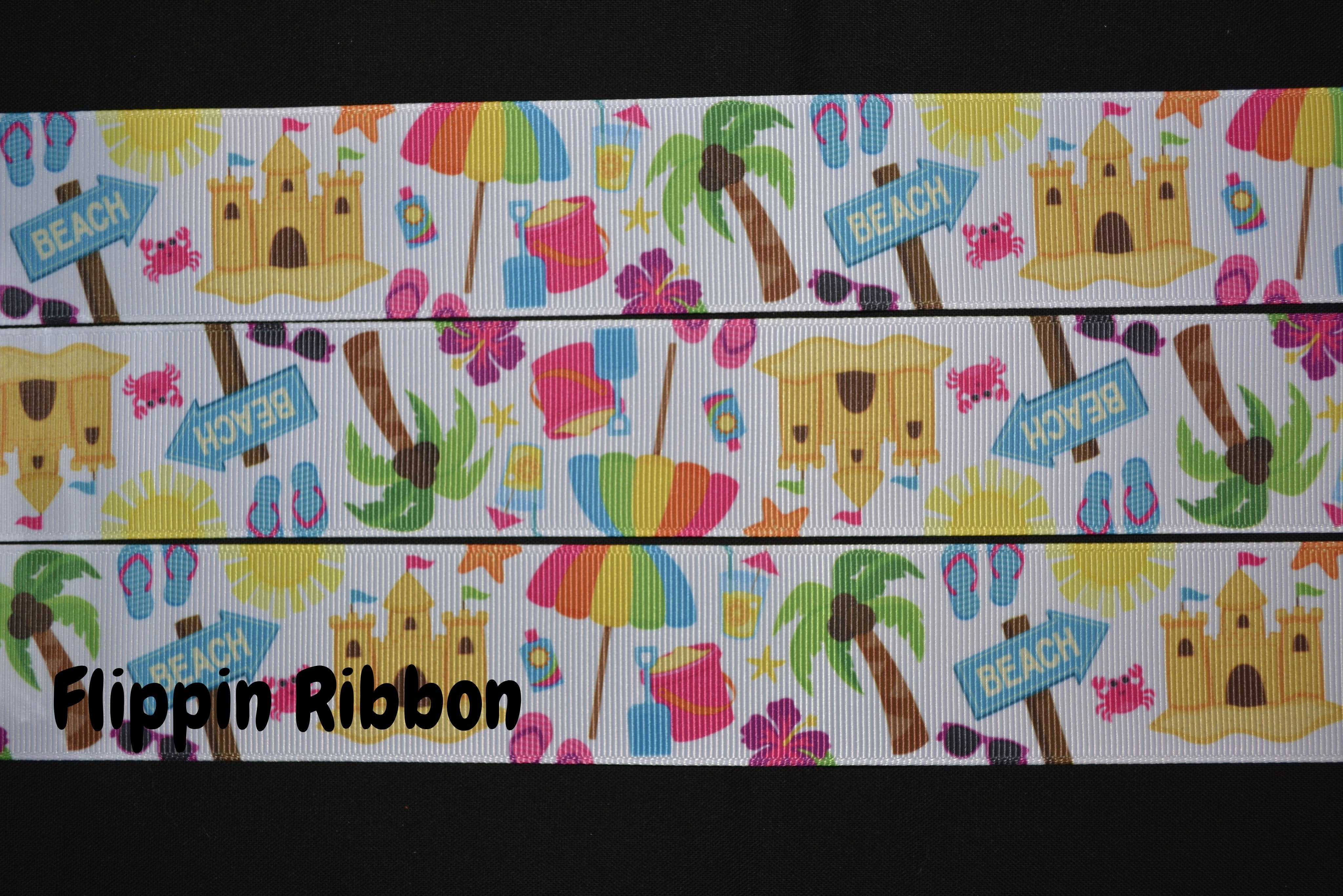 Beach Party Ribbon - 1 1/2 inch Printed Grosgrain Ribbon – Flippin ...