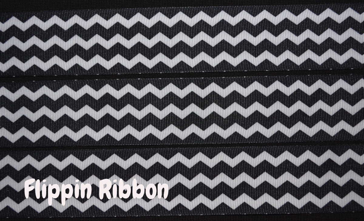 Black Chevron Ribbon - 1 1/2 inch Printed Grosgrain Ribbon – Flippin ...