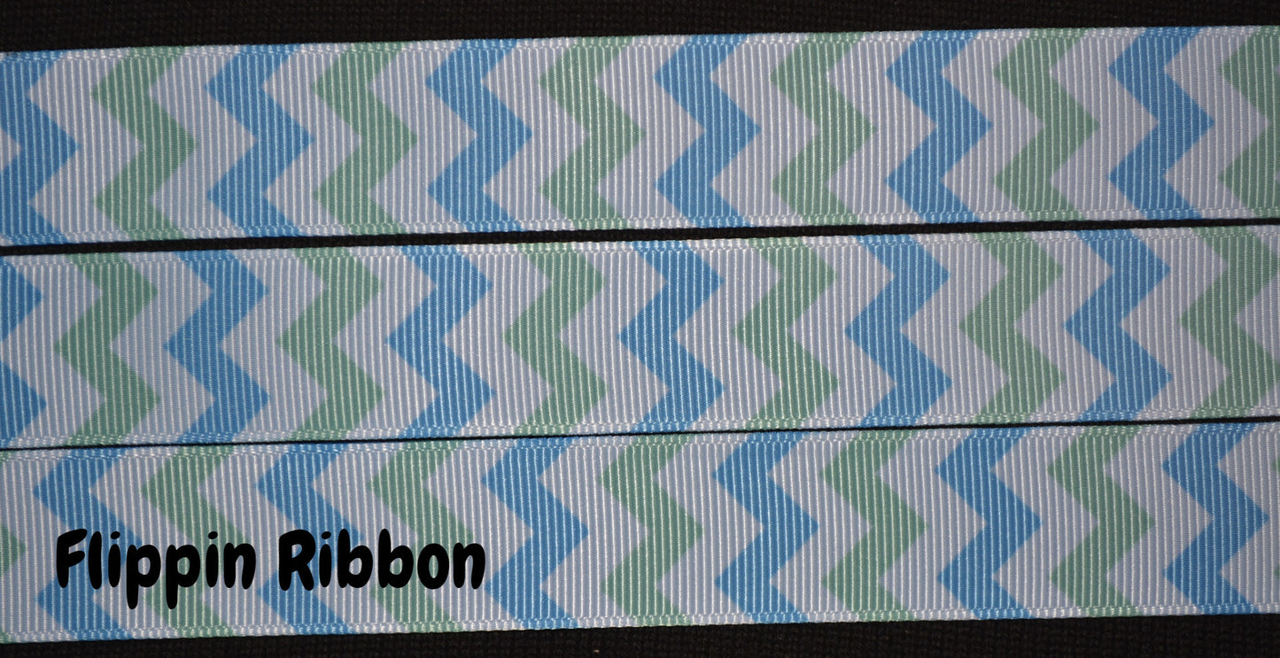 blue and green chevron ribbon