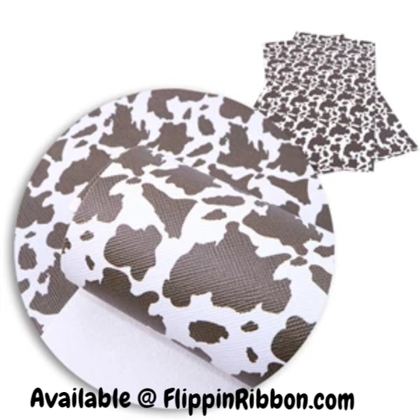 Brown Cow Print Faux Leather - Flippin Ribbon