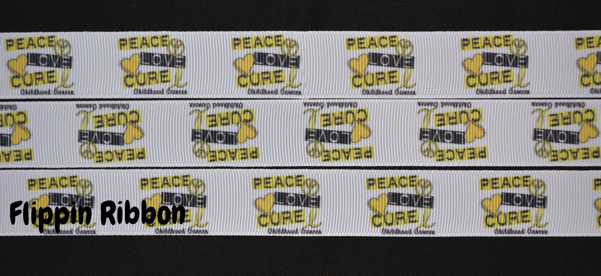 Childhood cancer peace love cure ribbon - Flippin Ribbon