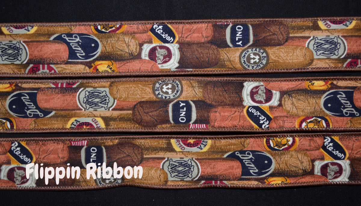 Cigar Ribbon - 1 3/8 inch Cotton Wired Ribbon – Flippin Ribbon Crafts