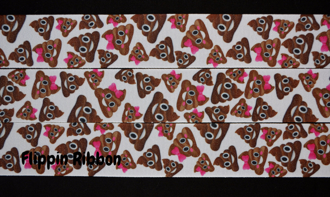 Cutie Poo Emoji Ribbon - 1 1/2 inch Printed Grosgrain Ribbon – Flippin ...