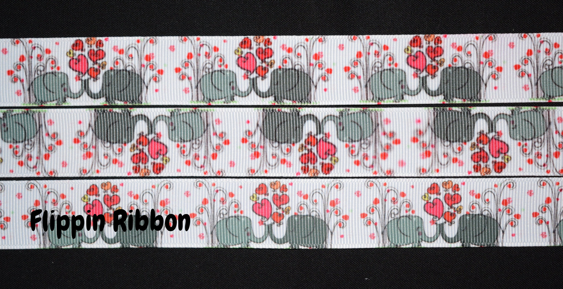 Elephant grosgrain ribbon - Flippin RIbbon