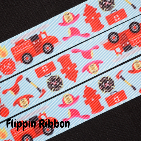 Fireman Ribbon - 1 inch Printed Grosgrain Ribbon – Flippin Ribbon Crafts