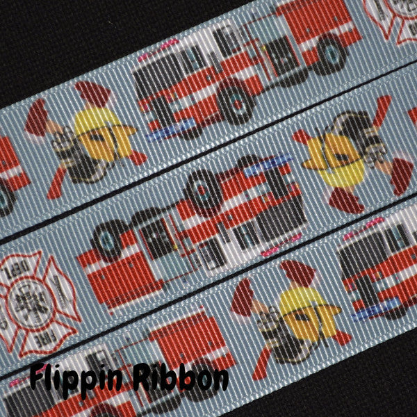 Fireman Ribbon - 7/8 inch Printed Grosgrain Ribbon – Flippin Ribbon Crafts