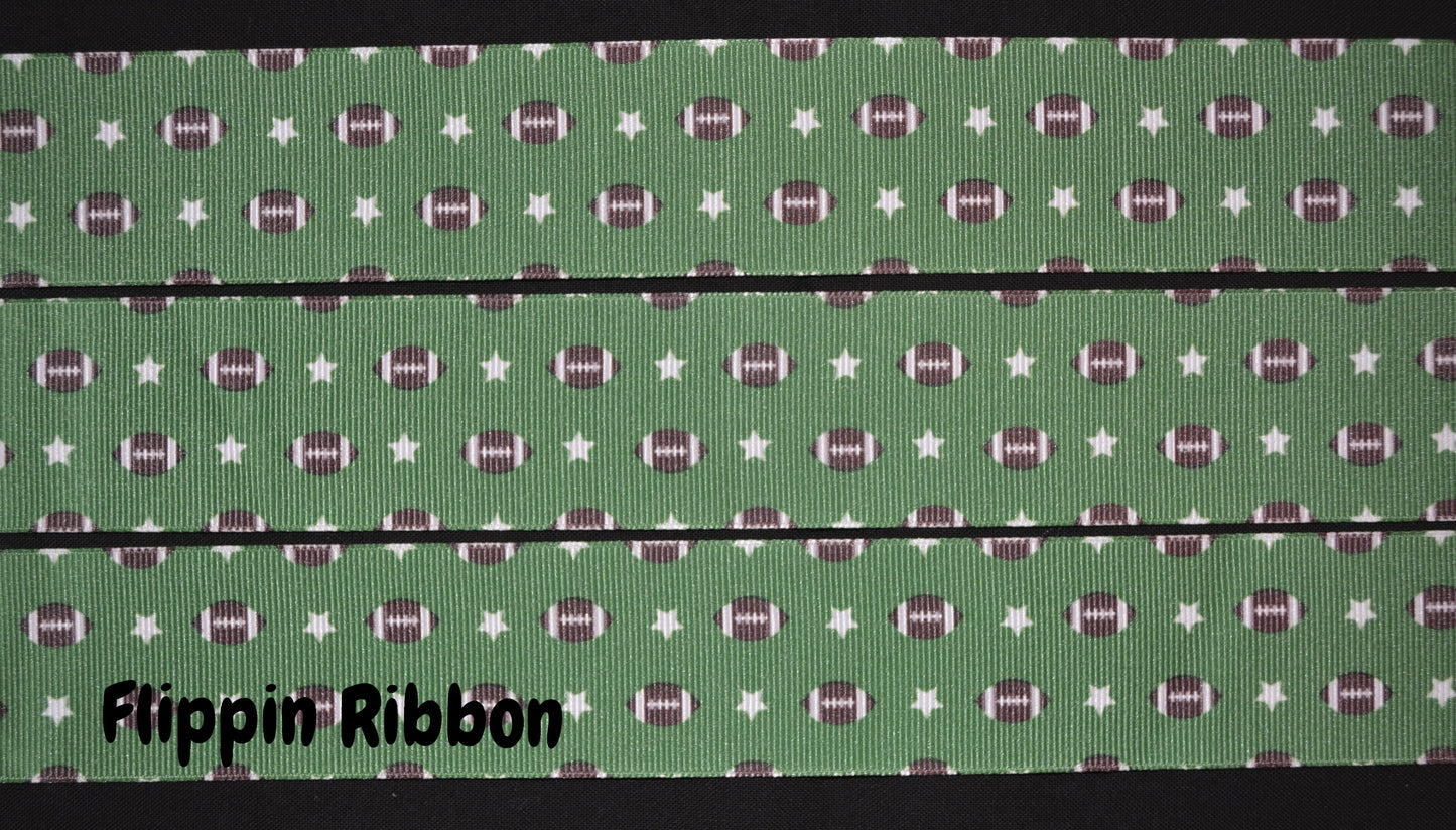 wide green football ribbon - Flippin Ribbon